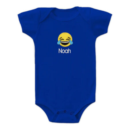 personalized baby bodysuit emoji embroidery gift