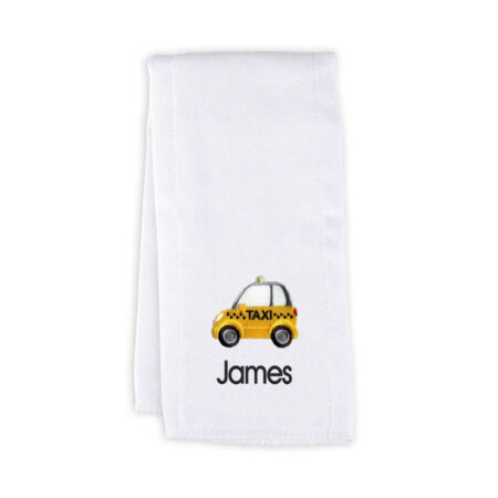 personalized taxi emoji baby burp cloths embroidered gifts