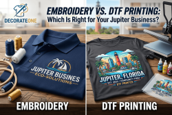 Embroidery vs. DTF Printing: Which Is Right for Your Jupiter Business? Embroidery vs. DTF Printing: Which Is Right for Your Jupiter Business?